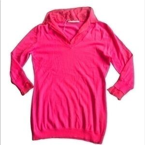 Allude Womens Cashmere Sweater wSilk Collar &Cuffs